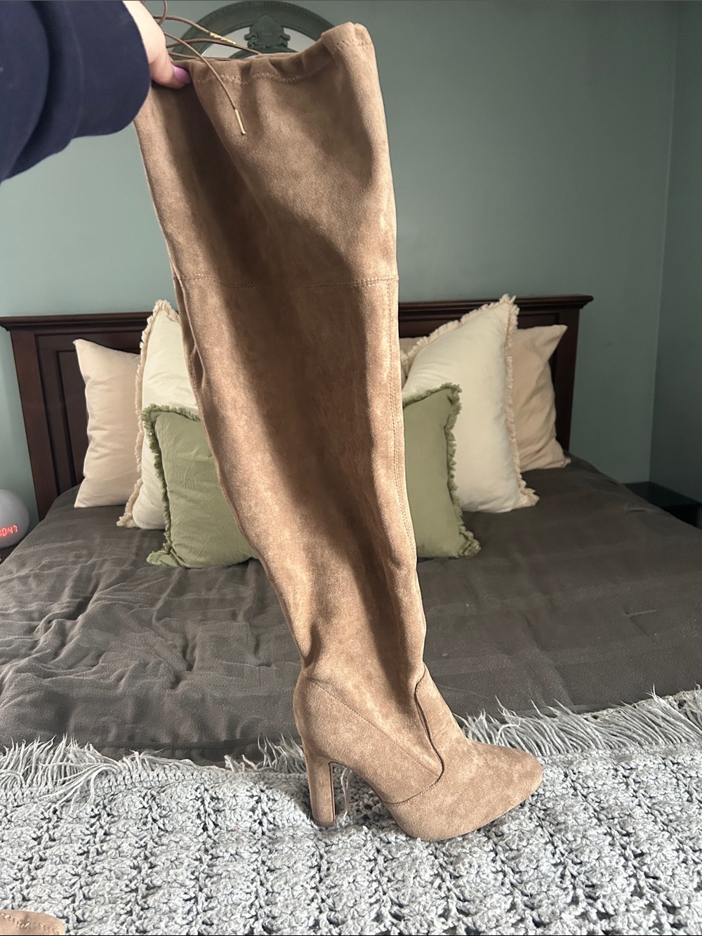 JustFab Over-the-Knee Suede Boots - Tan